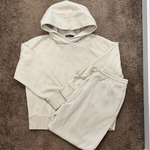 Cream Hoodie and Jogger Set